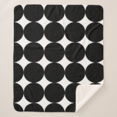 Couverture Sherpa Motif de cercle géométrique noir blanc rétro (Devant)