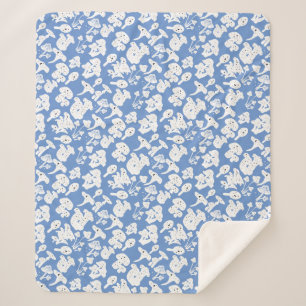 Couverture Sherpa Motif de champignon noir 01b Lblue BG