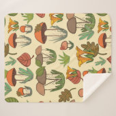 Couverture Sherpa Motif de champignons. (Devant (Horizontal))