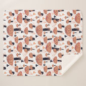Couverture Sherpa Motif de champignons moderne dessin Orange Black F (Devant (Horizontal))