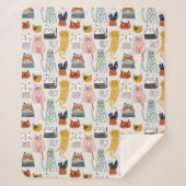 Couverture Sherpa Motif de chat à main mignon Doodle (Devant)