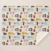 Couverture Sherpa Motif de chat à main mignon Doodle (Devant (Horizontal))