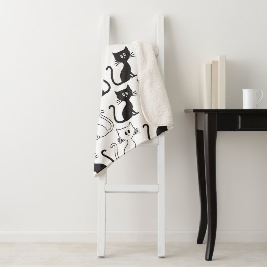 Couverture Sherpa Motif de chatons (En situation)