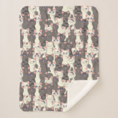 Couverture Sherpa Motif de chats blancs et gris (Devant)