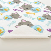 Couverture Sherpa Motif De Chats, Chats Mignons, Chatons, Poisson (3/4)