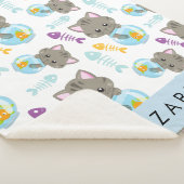 Couverture Sherpa Motif De Chats, Chats Mignons, Chatons, Votre Nom (3/4)