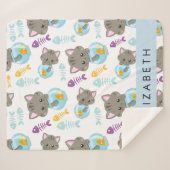 Couverture Sherpa Motif De Chats, Chats Mignons, Chatons, Votre Nom (Devant (Horizontal))