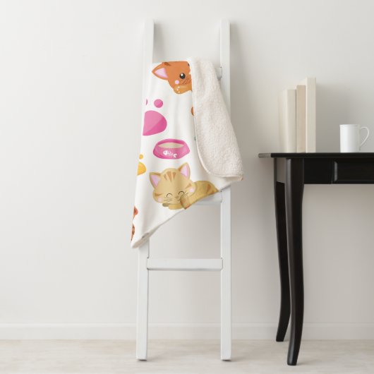 Couverture Sherpa Motif De Chats, Chats Mignons, Kitty, Chatons, Paw (En situation)