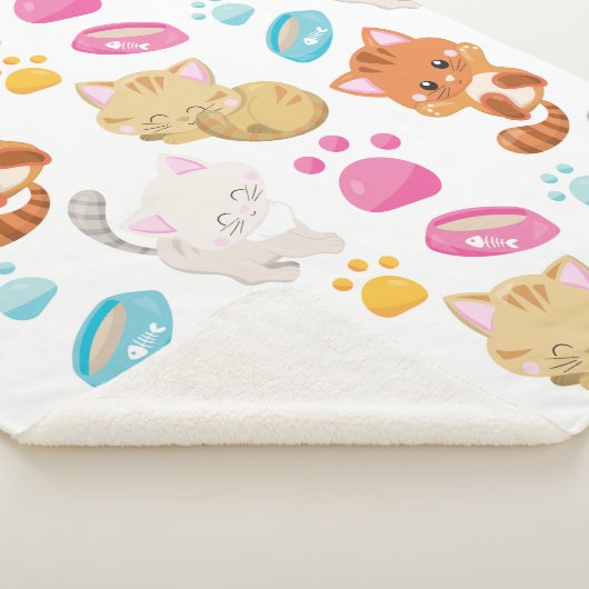 Couverture Sherpa Motif De Chats, Chats Mignons, Kitty, Chatons, Paw (3/4)