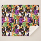 Couverture Sherpa Motif de chats Halloween Kawaii (Devant (Horizontal))