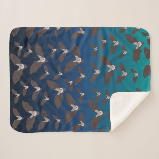 Couverture Sherpa Motif de chauve-souris Éffrayant (Devant (Horizontal))