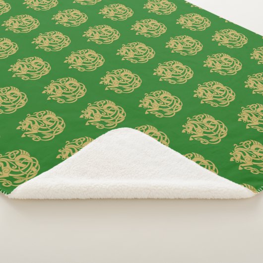 Couverture Sherpa Motif de Cheval Celte d'or (3/4)