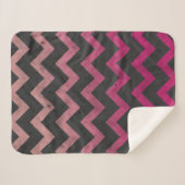 Couverture Sherpa Motif de chevron gris foncé rose magenta (Devant (Horizontal))