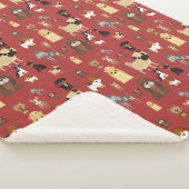 Couverture Sherpa motif de chiens arrière - plans rouges. (3/4)