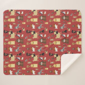 Couverture Sherpa motif de chiens arrière - plans rouges. (Devant (Horizontal))