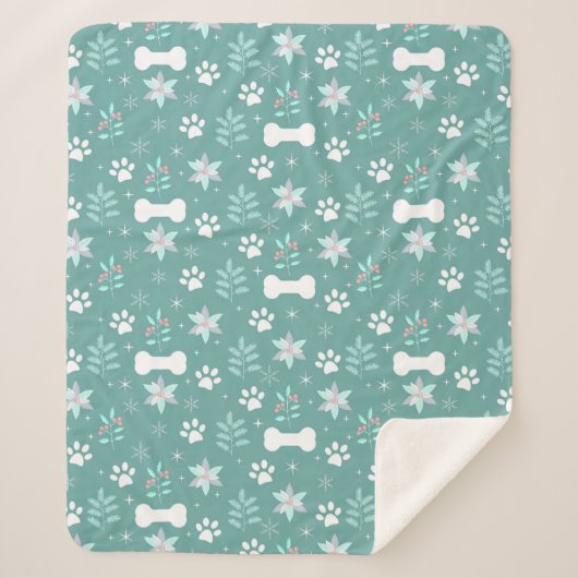 Couverture Sherpa Motif de chiens et d'os de vacances (Devant)