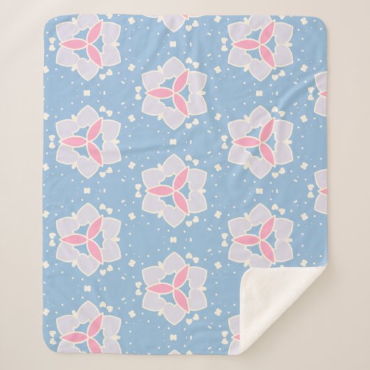 Couverture Sherpa Motif de coeur Abstrait bleu et rose (Devant)