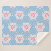 Couverture Sherpa Motif de coeur Abstrait bleu et rose (Devant (Horizontal))