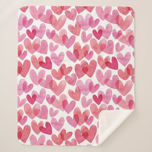 Couverture Sherpa Motif de coeur aquarelle (Devant)