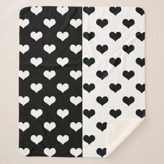 Couverture Sherpa Motif de coeur Black White Love (Devant)