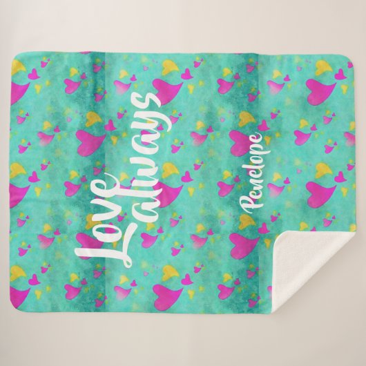 Couverture Sherpa Motif de coeur mignon Aimer toujours votre nom Val (Devant (Horizontal))