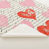 Couverture Sherpa Motif de cœur moderne avec arrière-plan en script (3/4)
