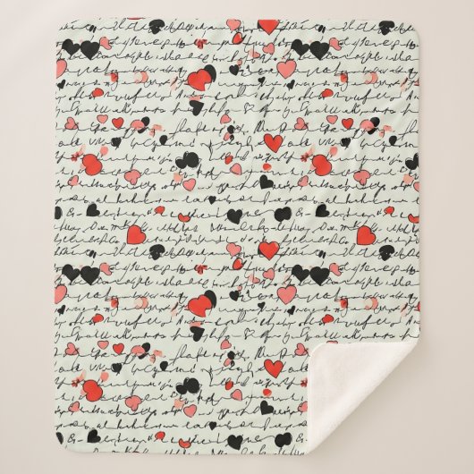 Couverture Sherpa Motif de cœur moderne avec fond de script (16) (Devant)