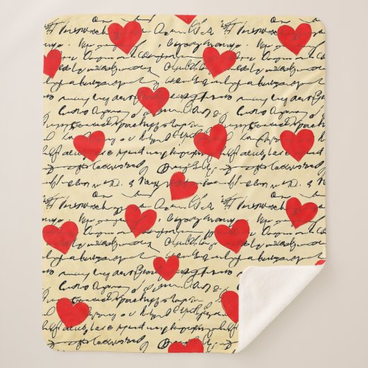 Couverture Sherpa Motif de cœur moderne avec fond de script (17) (Devant)