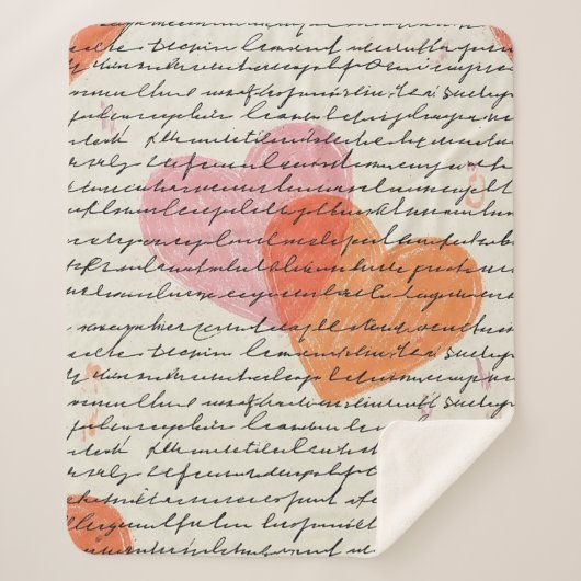 Couverture Sherpa Motif de cœur moderne avec fond de script (8) (Devant)