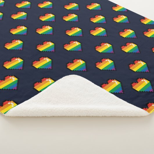 Couverture Sherpa Motif de coeur Rainbow 8 Bit (3/4)