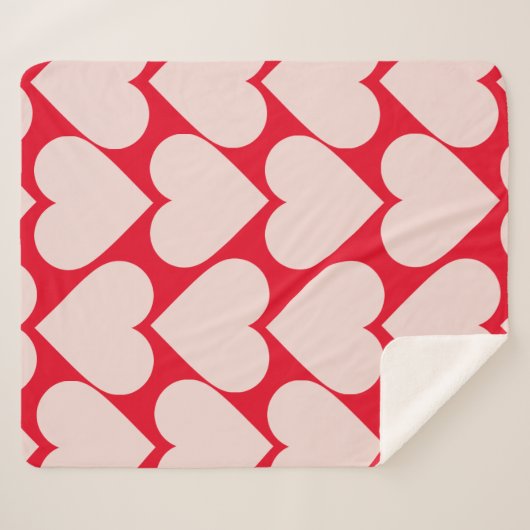 Couverture Sherpa Motif de coeur romantique et rouge moderne (Devant (Horizontal))