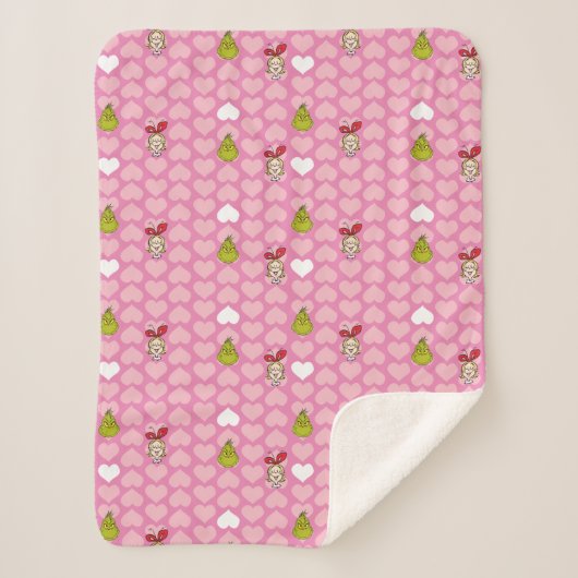 Couverture Sherpa Motif de coeur rose Grinch & Cindy-Lou (Devant)