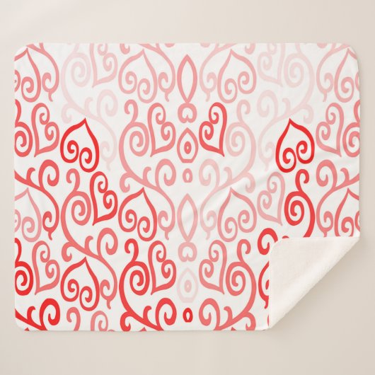 Couverture Sherpa Motif de coeur rouge et rose (Devant (Horizontal))