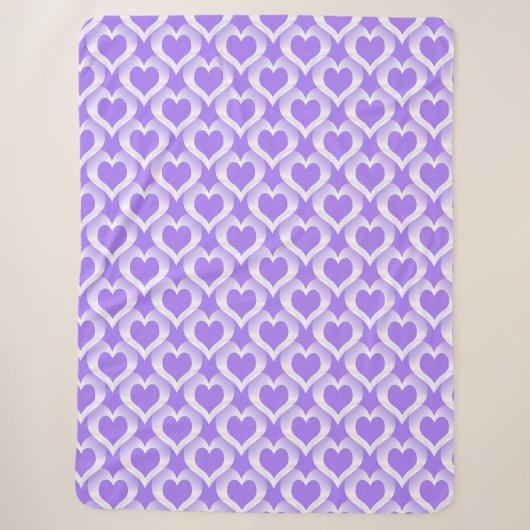 Couverture Sherpa Motif de cœurs blancs violets (Devant)