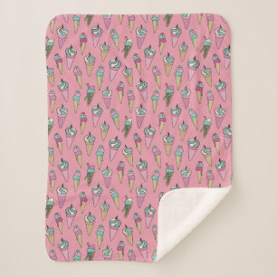 Couverture Sherpa Motif de cône de crème glacée