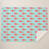 Couverture Sherpa Motif de cône de crème glacée aux fraises roses, b (Devant (Horizontal))
