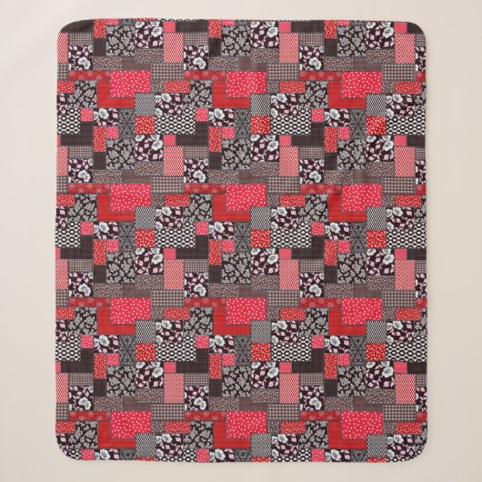 Couverture Sherpa Motif de courtepointure florale patchwork rétro (Devant)