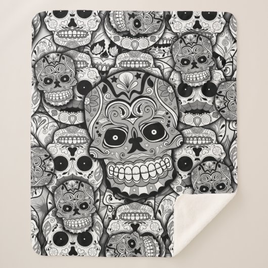 Couverture Sherpa Motif de crânes de sucre (Devant)