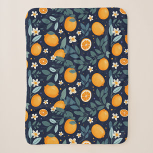 Couverture Sherpa Motif de délice orange et floral