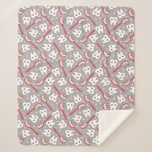 Couverture Sherpa Motif de dents d'arc-en-ciel (Devant)