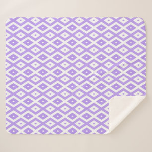 Couverture Sherpa Motif de diamants violet et blanc