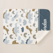 Couverture Sherpa Motif de dinosaure arc-en-ciel mignon (Devant (Horizontal))