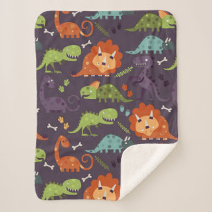 Couverture Sherpa Motif de dinosaures mignons pour chambre de garçon