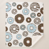 Couverture Sherpa Motif De Donuts, Donuts Bleus, Donuts Brown (Devant)