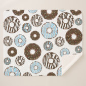 Couverture Sherpa Motif De Donuts, Donuts Bleus, Donuts Brown (Devant (Horizontal))