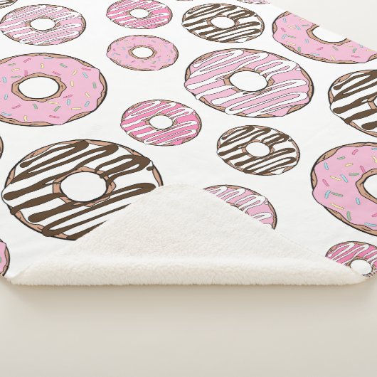 Couverture Sherpa Motif De Donuts, Donuts Roses, Donuts Blancs (3/4)