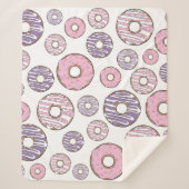 Couverture Sherpa Motif De Donuts, Donuts Roses, Donuts Violets (Devant)