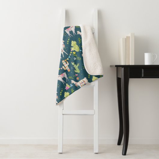 Couverture Sherpa Motif de drapeau de lama d'aquarelle (En situation)