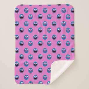 Couverture Sherpa Motif de face de Grover rose