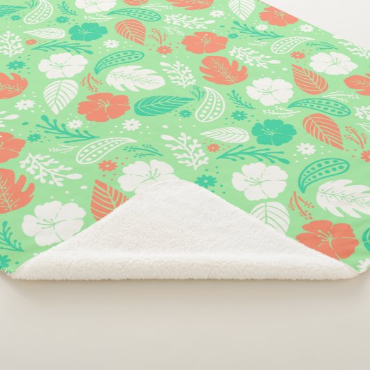 Couverture Sherpa Motif de feuillage vert et orange (3/4)